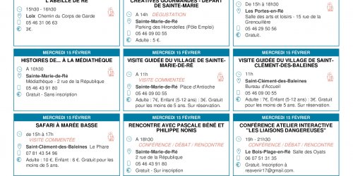 affiche selection animations ile de re du 11 au 17 fevrier 2023